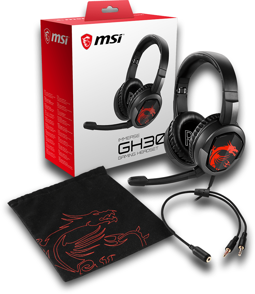 Наушники MSI Гарнитура игровая MSI Immerse GH30, для компьютера, накладные, проводные