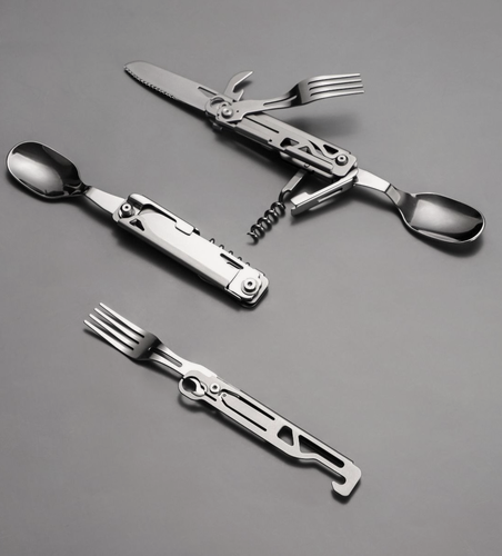 Изображение товара Набор столовых приборов для похода 6 в 1, ложка вилка, мультитул туристический