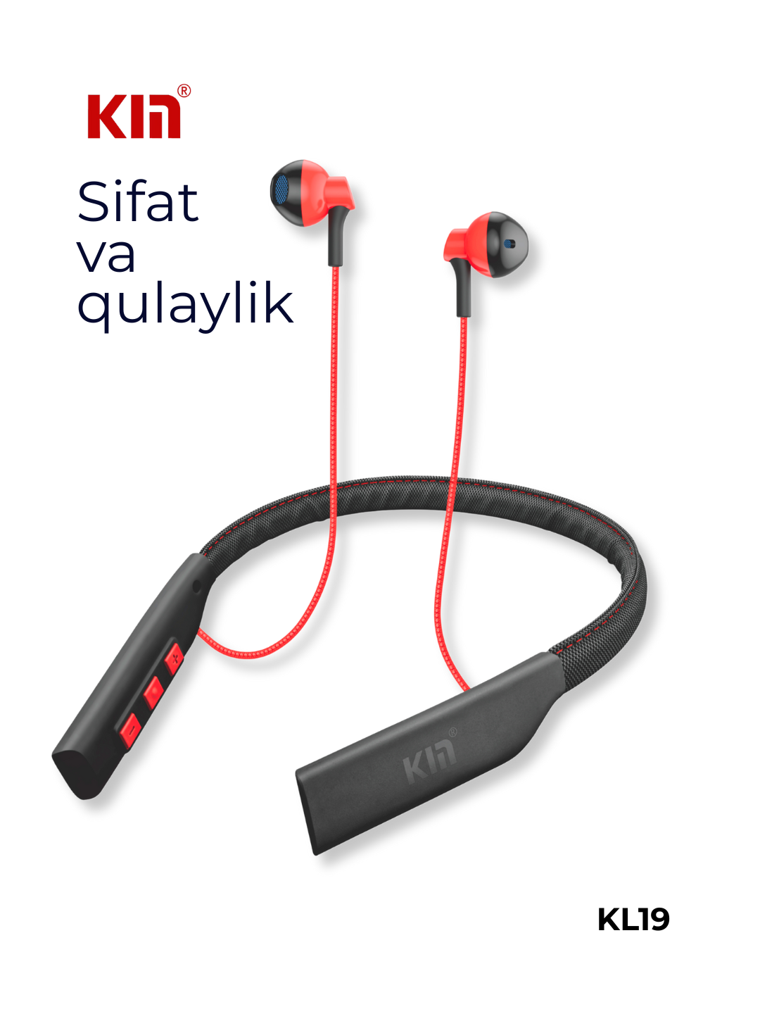 Беспроводные наушники KIN KL-19, с двумя наушниками, влагозащита, (Красный)