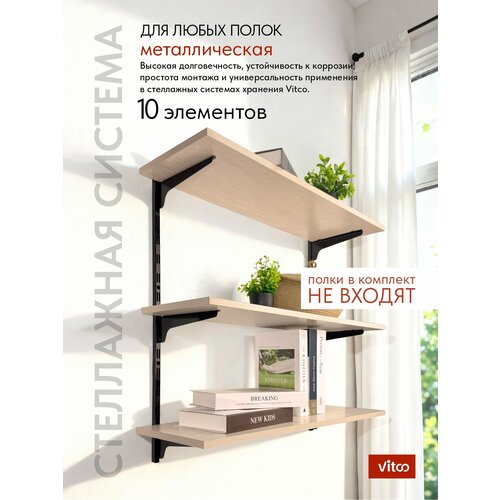 фото Стеллаж металлический настенный модульный vitco черный глянец