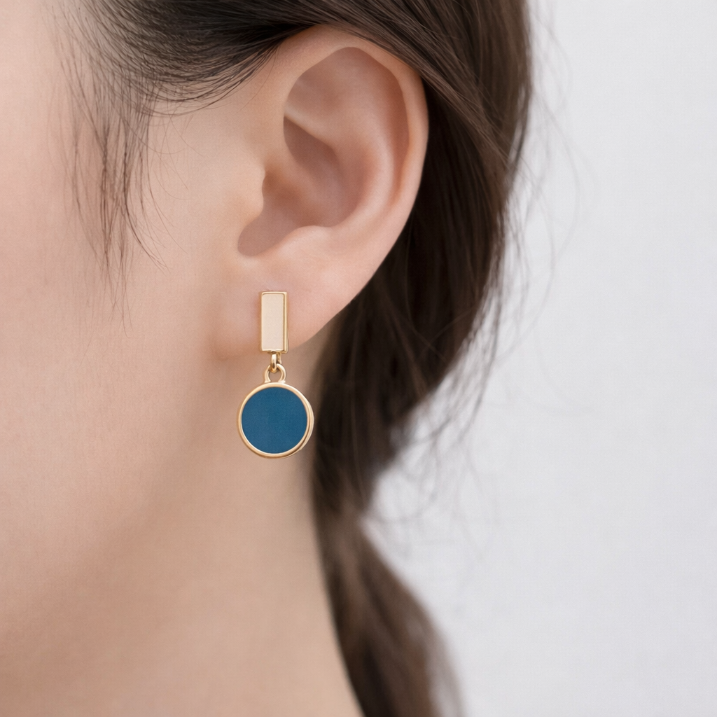 Серьги пусеты, с подвесками, эмаль