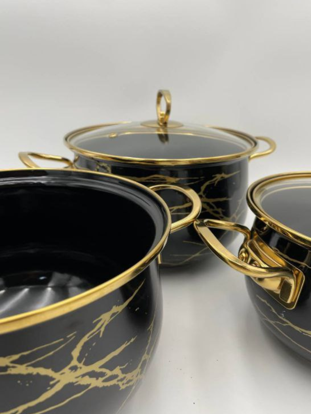 Набор кастрюль , эмалированные, с крышками, для индукции, 1.5/2.5/3.5 л — фото 1