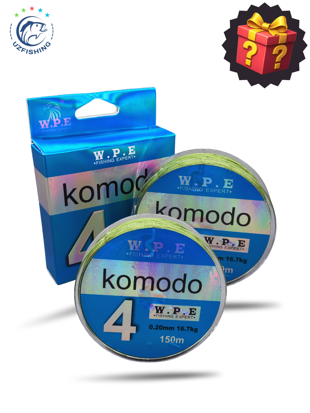 Плетеный шнур для рыбалки W.P.E. Komodo 4, 4-х жильный, 150 метров, высокая плотность