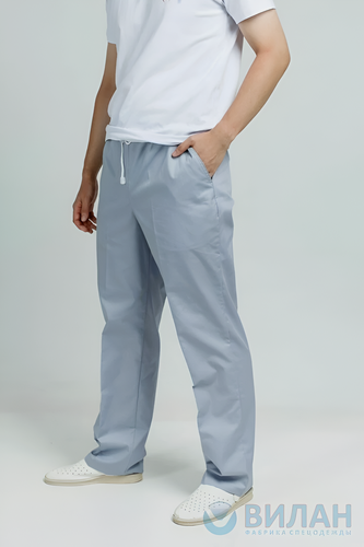 Изображение товара Брюки мужские медицинские/для повара Вилан, ткань Твил сорочка, серый, размер 52-54, рост 182-188см