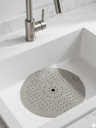 Силиконовый сетчатый фильтр для раковины, 31 см, цвет серый.