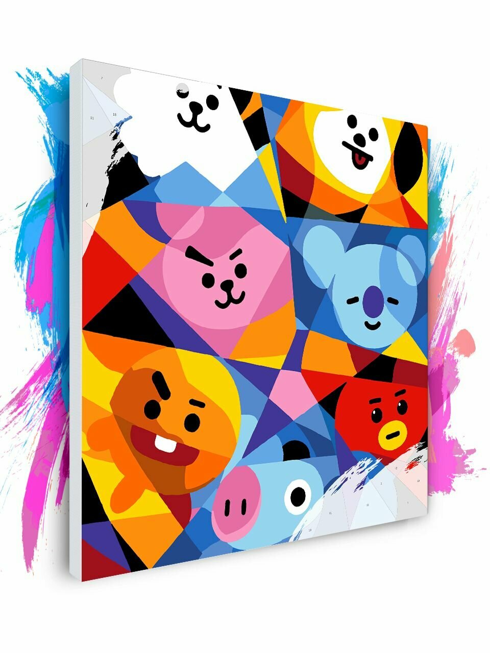 Картина по номерам на холсте BTS BT21 Кубизм, 40 х 40 см