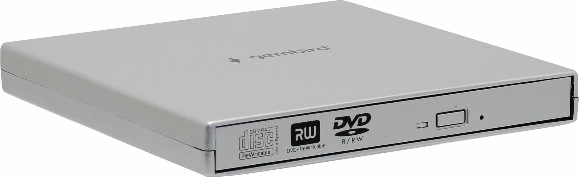Внешний CD/DVD привод USB 2.0 Gembird DVD-USB-02-SV, пластик, серебристый