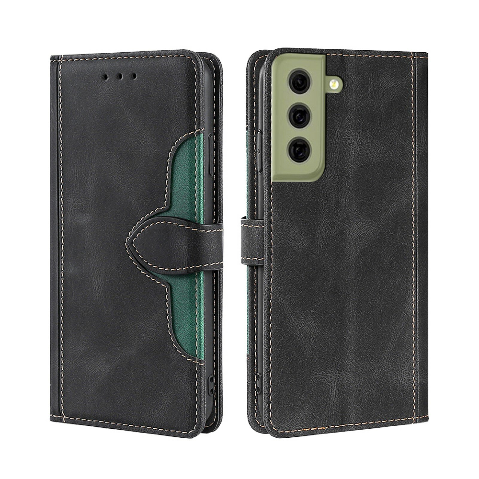 Чехол-книжка MyPads для Samsung Galaxy S21 FE 5G с узором, черный, магнитный замок
