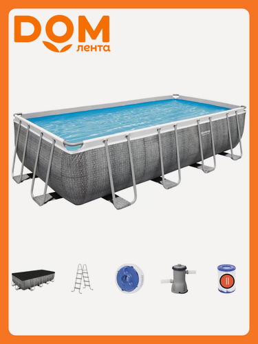Изображение товара Бассейн каркасный прямоугольный Bestway Power Steel, 488х244х122 см, темно-серый