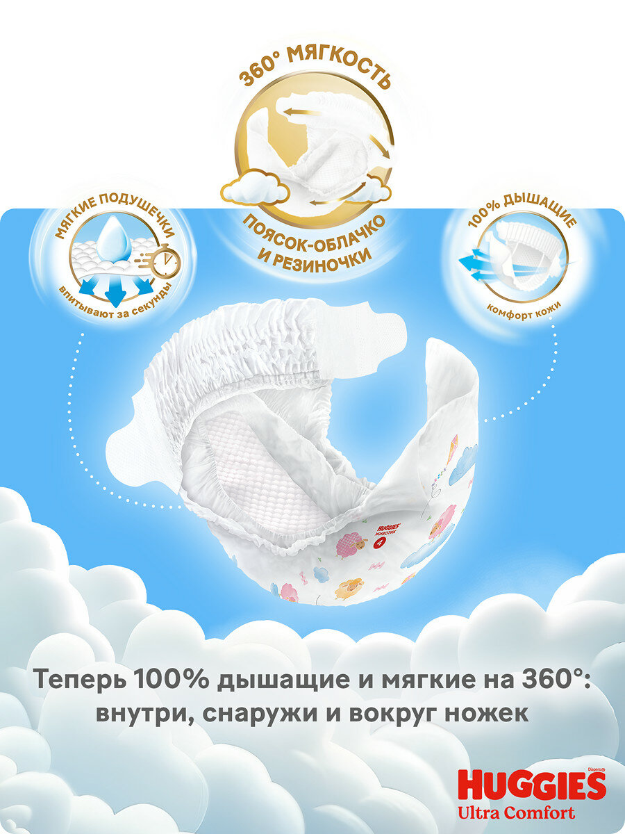 Подгузники для девочек Huggies Ultra Comfort 5(12-22кг), 56шт — фото 1