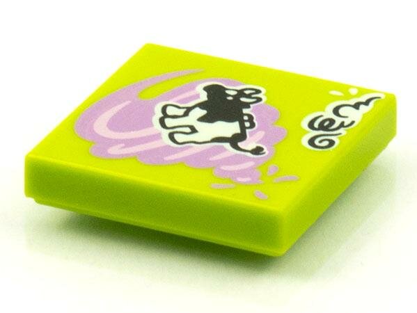 Деталь Lego 3068pb1594 Tile 2 x 2 with BeatBit Album Cover - Cow in Medium Lavender Tornado Pattern