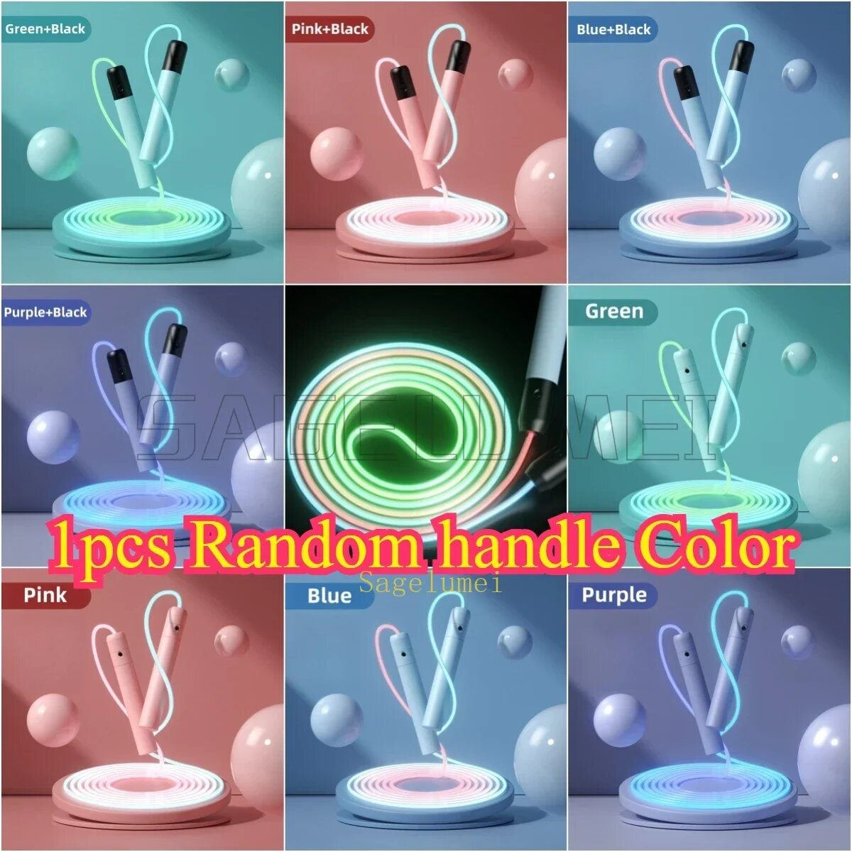 СAGE LU MEI Светящаяся скакалка 2.8М Rechargeable, 1Pcs Random Color, With Wire