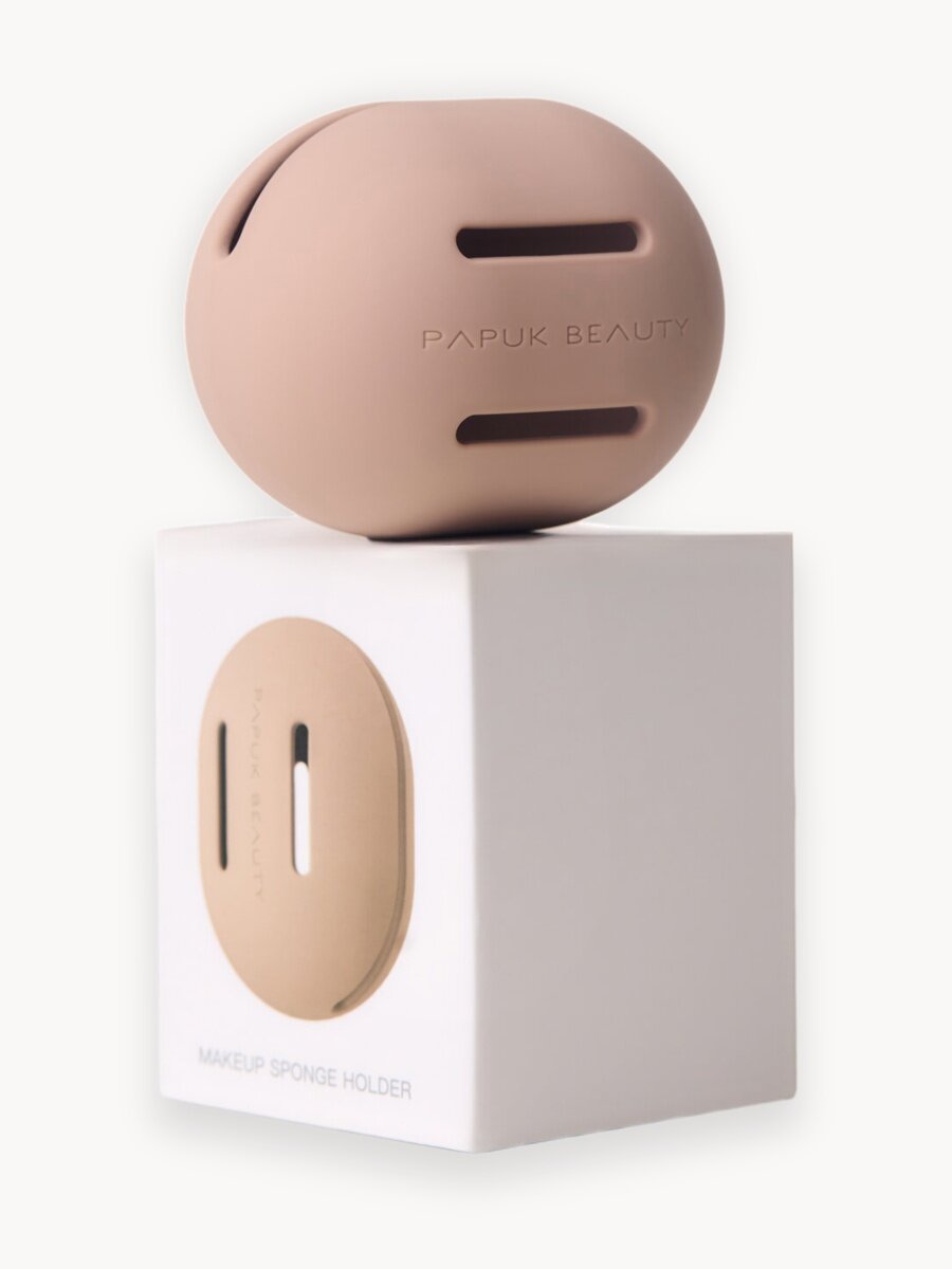 Кейс - футляр для хранения спонжа для макияжа Papuk Beauty силиконовый чехол бежевый
