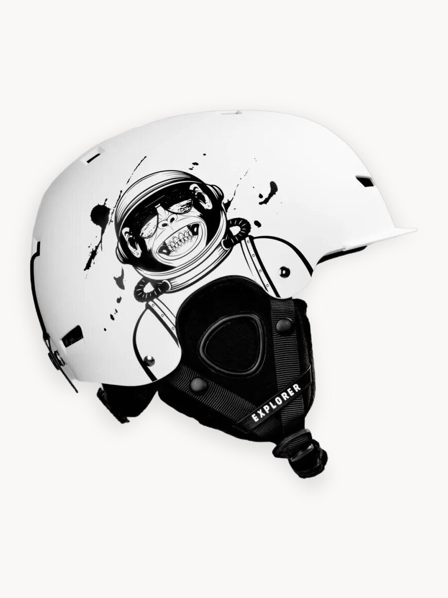 Шлем горнолыжный для сноуборда сноубордический обезьяна белый (размер M)