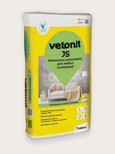 Изображение товара Шпаклевка Weber Vetonit JS, финишная, полимерная, белая, 20кг
