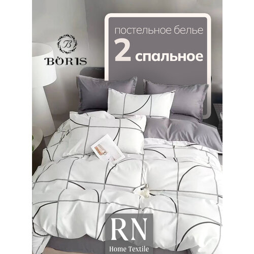 Постельное белье Boris 2 спальное Сатин, Хлопок, комплект