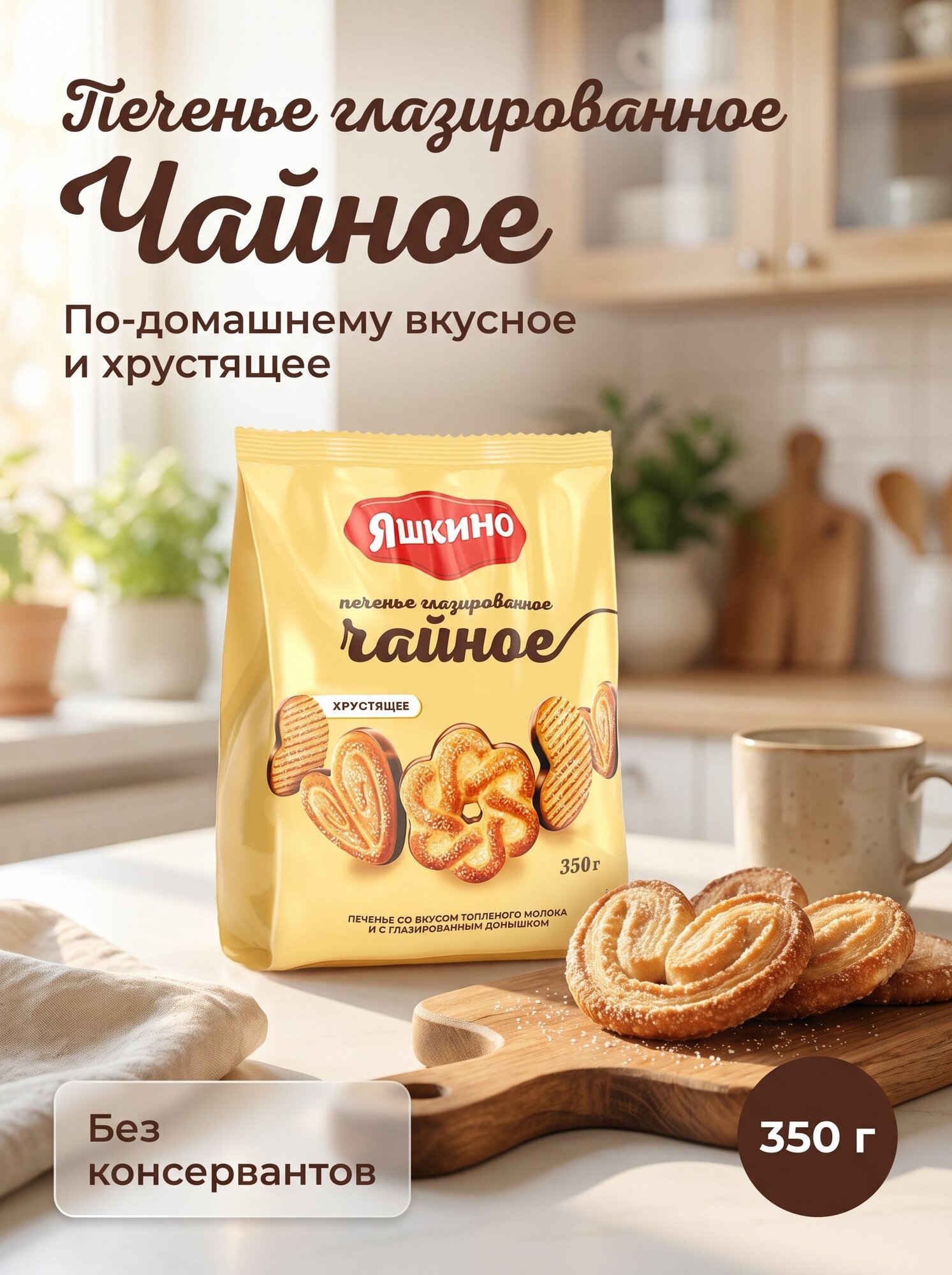 Печенье глазированное Чайное, 350 г Яшкино