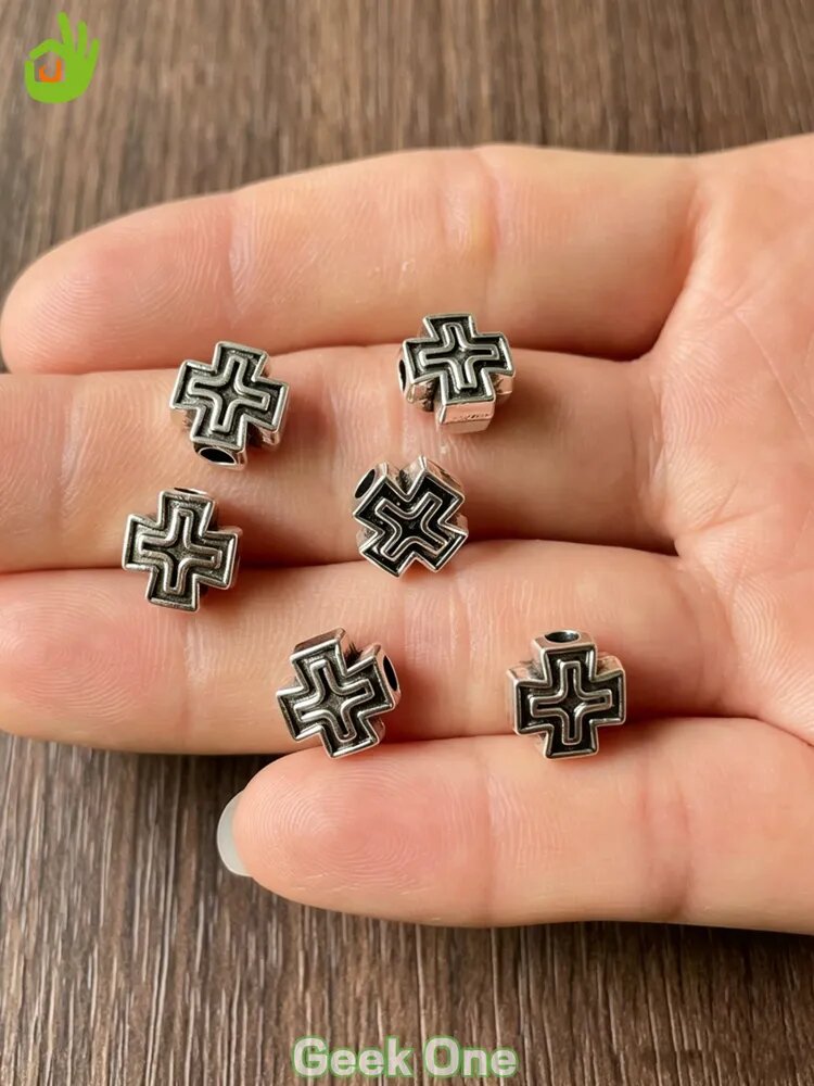 Jike 20шт Металлические бусины-кресты для бижутерии, серебро и бронза, набор для творчества