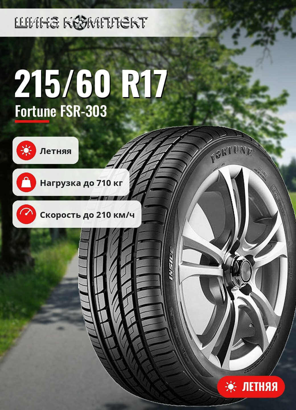 Автомобильная шина Fortune FSR-303 215/60 R17 96H летняя для легкового автомобиля