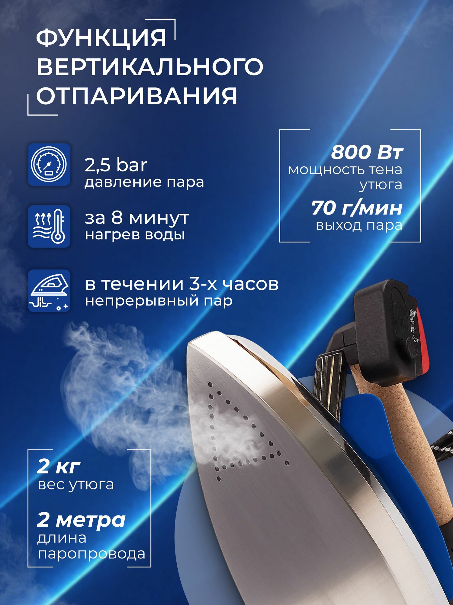 Парогенератор для глажки промышленный с утюгом для глажки Silter, 2 литра — фото 1