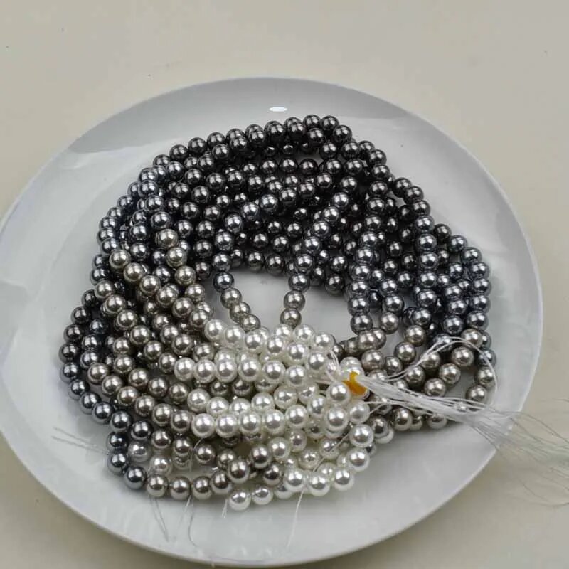 Белые фиолетовые перламутровые бусины Черный, 4mm-98 pieces, gray