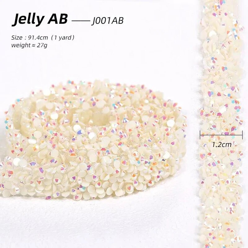 Самоклеящаяся лента со стразами J Crystal AB, 1,2 см, Белый