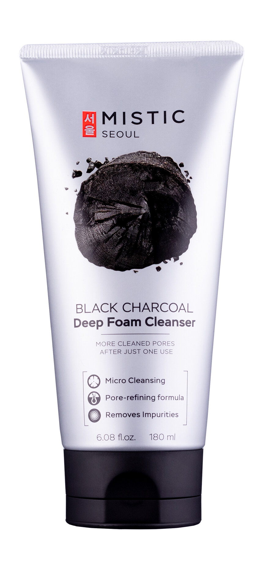 MISTIC Пенка Black Charcoal Deep Foam Cleanser для умывания глубокоочищающая с древесным углем, 180 мл