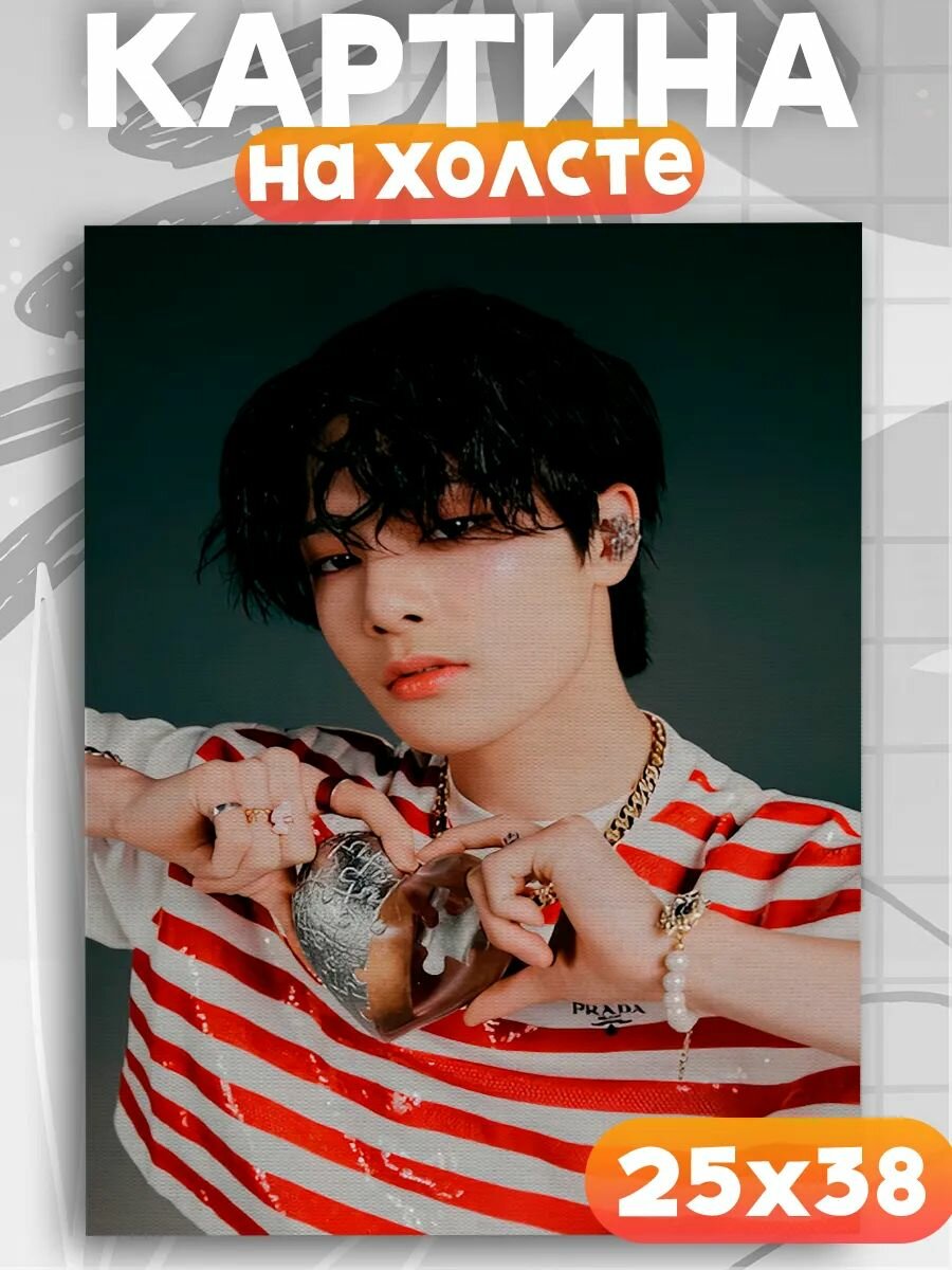 Картина на стену Ай Эн Stray kids кпоп, на подрамнике, 1шт, 38х25 размер.