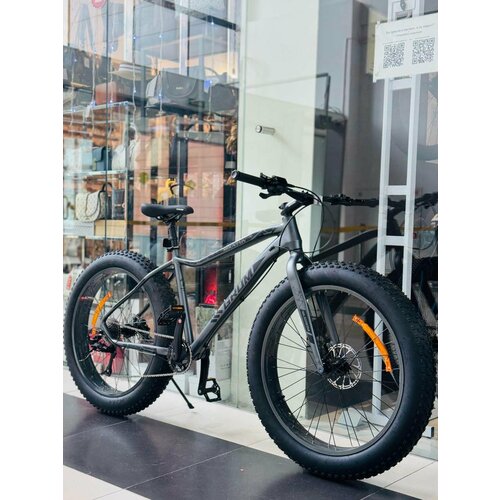 фото Fatbike горный велосипед большой фэтбайк grom, 26*4.0 дюймов / взрослый для прогулки темный серый