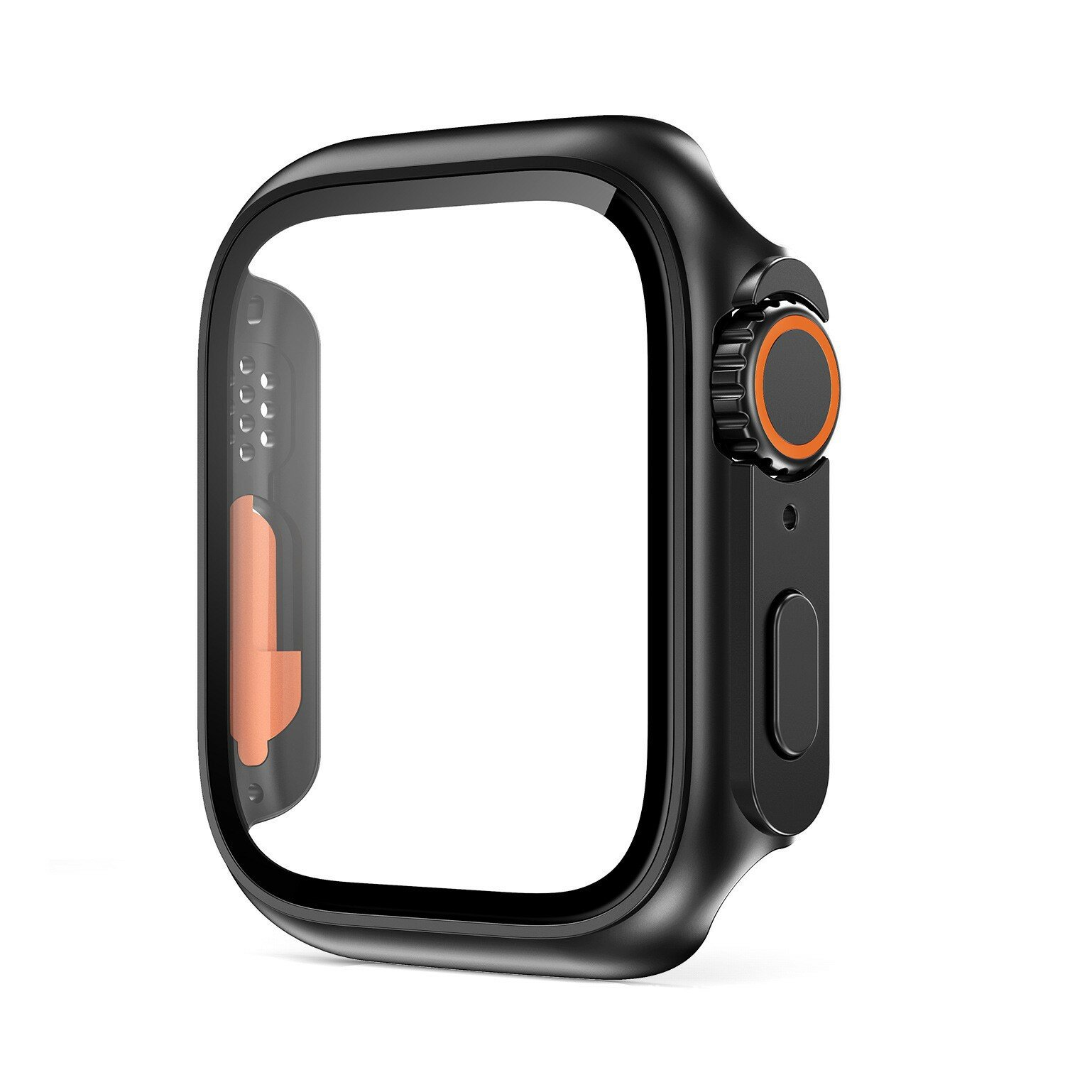 Чехол защитный для Apple Watch S11 - комбинация цветов матовый черный и оранжевый, 42 мм, полная защита для серии 11