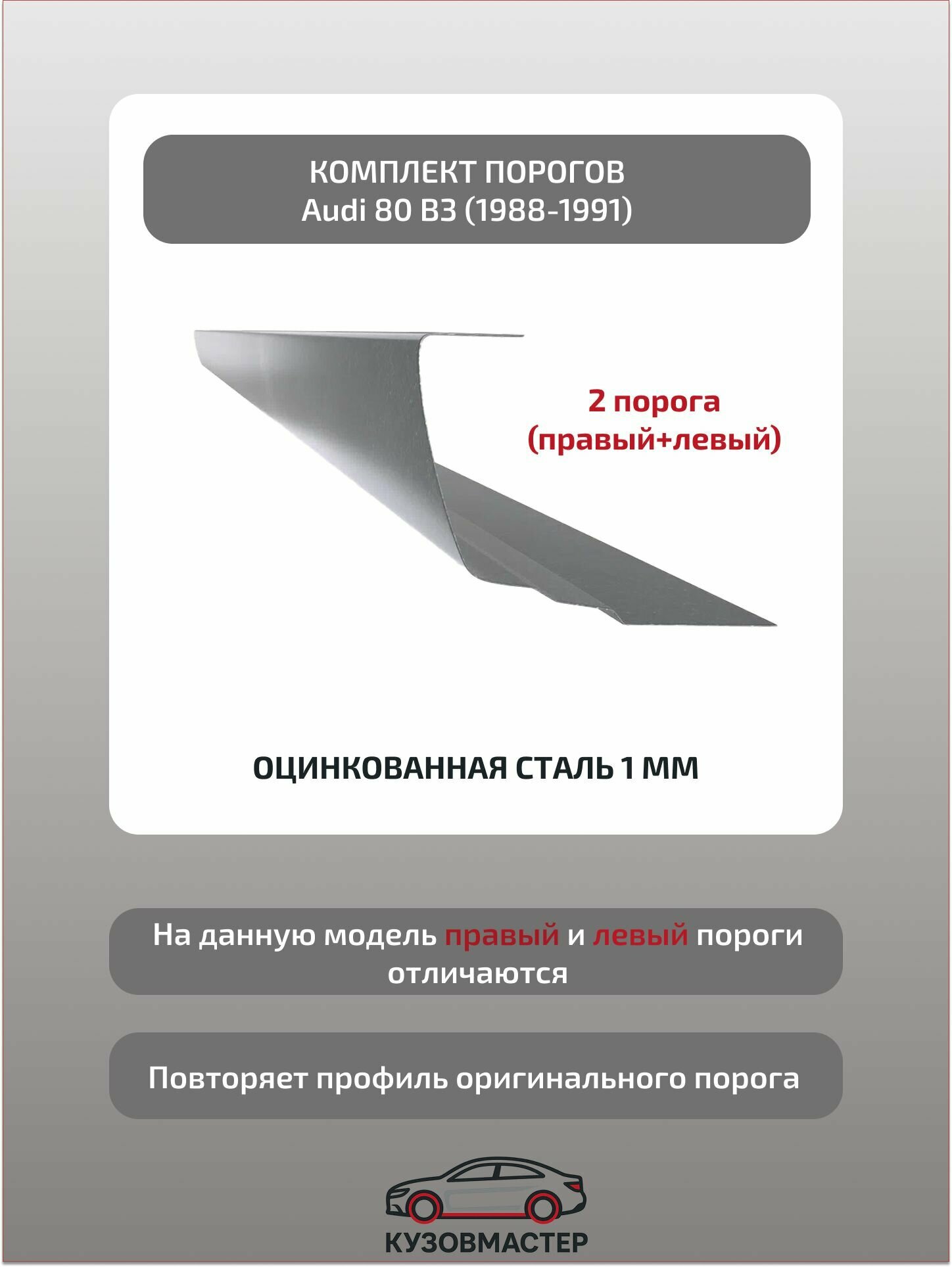 Комплект порогов Audi 80 B3 (Полупрофиль) цинк