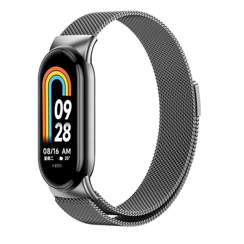 Металлический ремешок с миланской петлей для браслета Xiaomi Mi Band 8 из нержавеющей стали