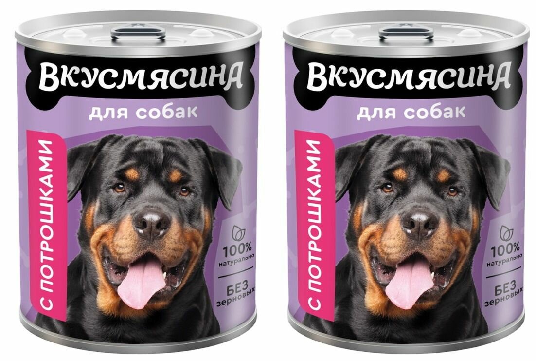 Вкусмясина Корм влажный для собак с потрошками, 850 г, 2 шт