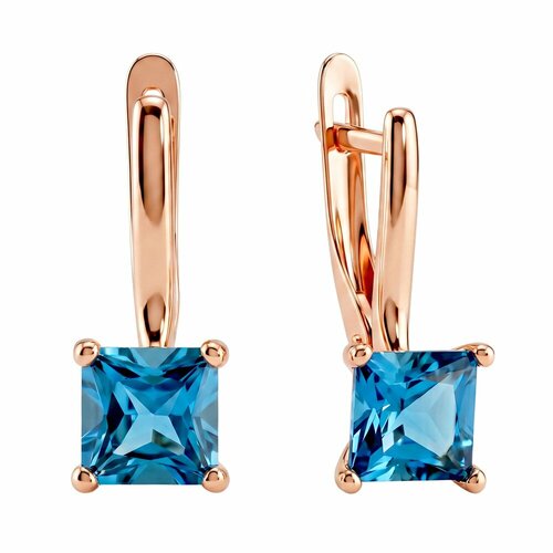 фото Серьги 585gold, красное золото, 585 проба, лондон топаз, размер 6 мм, , синий