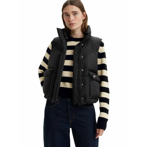 фото Жилет levi's women western bubble puffer vest, размер xs, черный