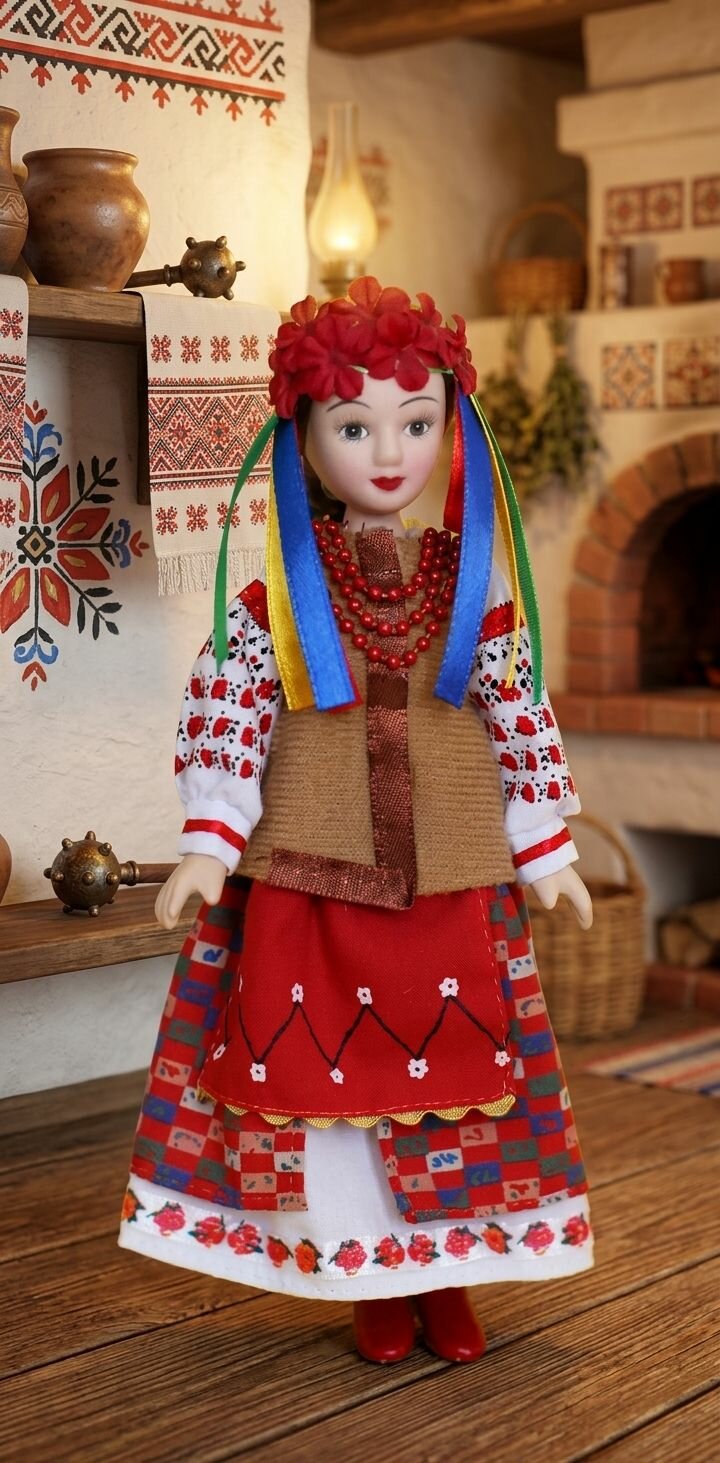 Кукла коллекционная в праздничном девичьем костюме запорожской казачки