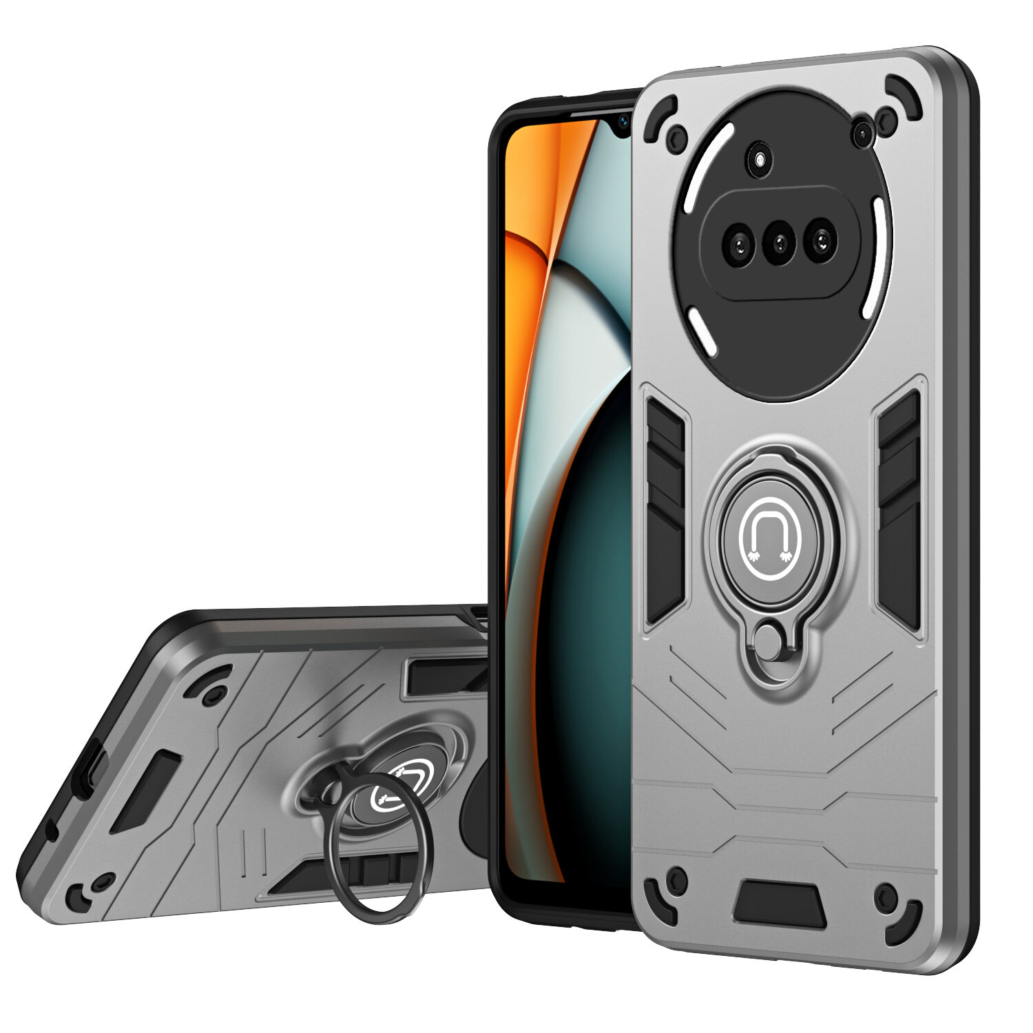 Чехол Для Nothing Phone 3A /Нафинг Фон 3А, soft touch, чехол-кардиомонитор, поликарбонат (PC), защита камеры, ударопрочный, встроенная подставка, усиленные углы, soft touch, Nothing, Nothing Phone 3A, gray