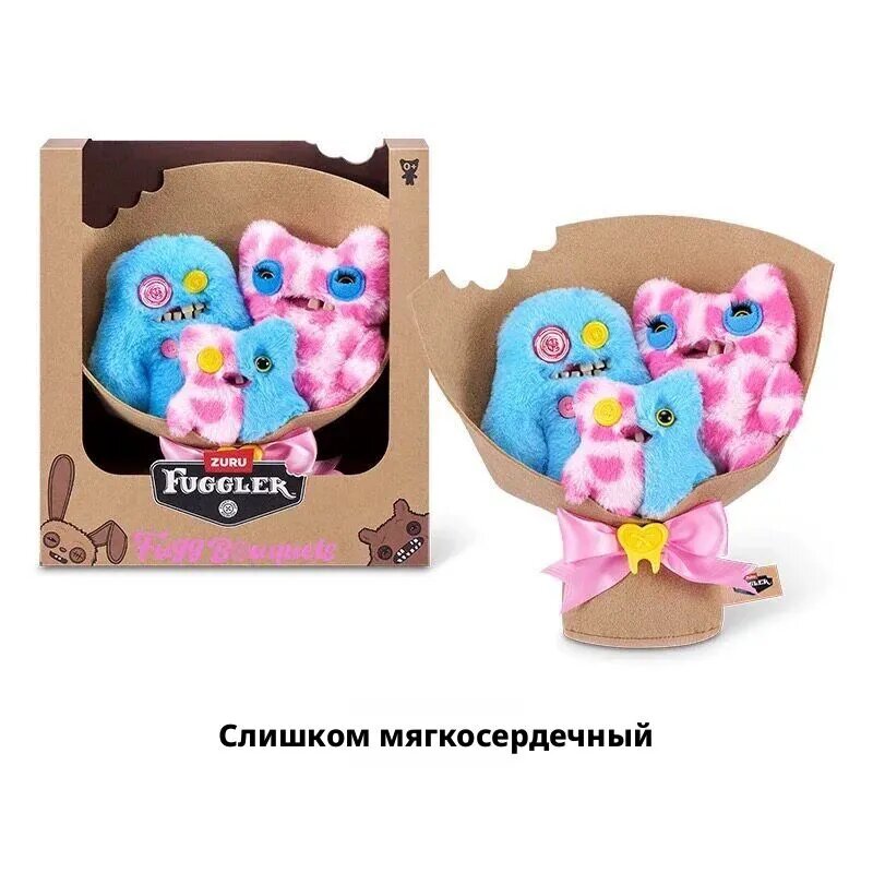 Плюшевый букет Fuzzy Bouquets с 3 игрушками, подарок на День святого Валентина, юбилей и праздники
