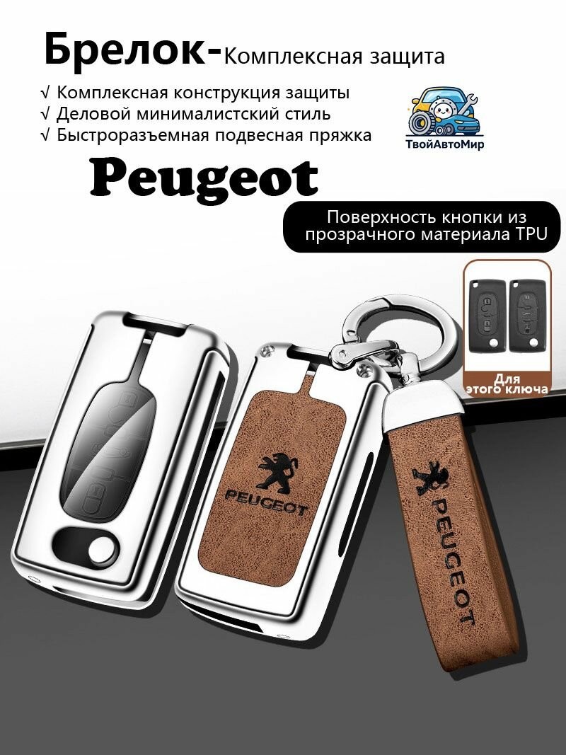 Чехол для ключа Пежо Peugeot 307 207 308 407 3008 5008 2005-2018, кожаный чехол из сплава с TPU для складного ключа Пежо Peugeot 307 207