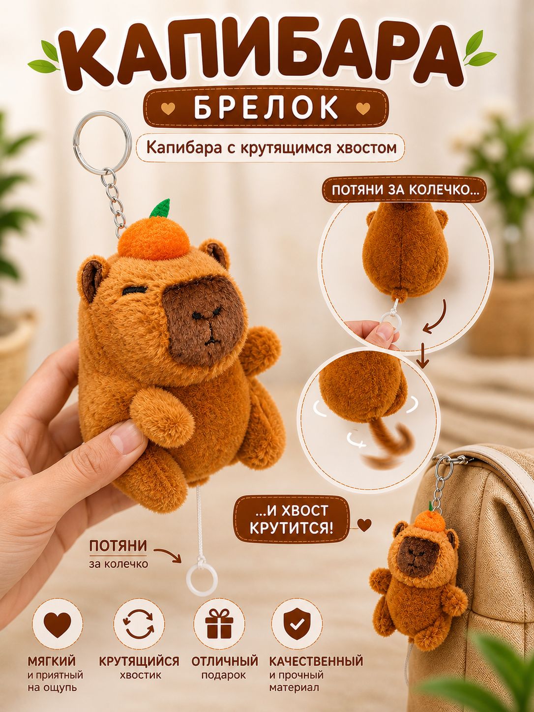 Капибара хвост брелок