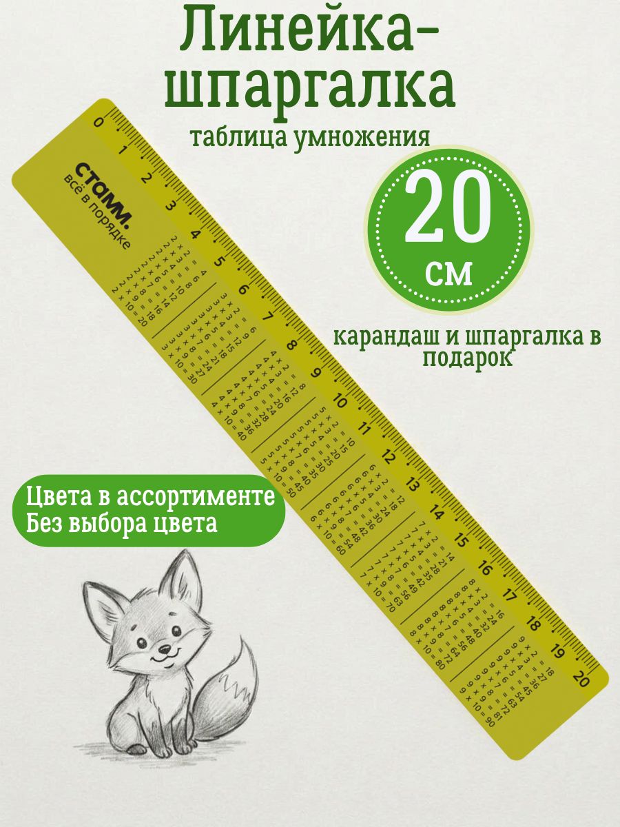 Линейка шпаргалка 20 см для школы