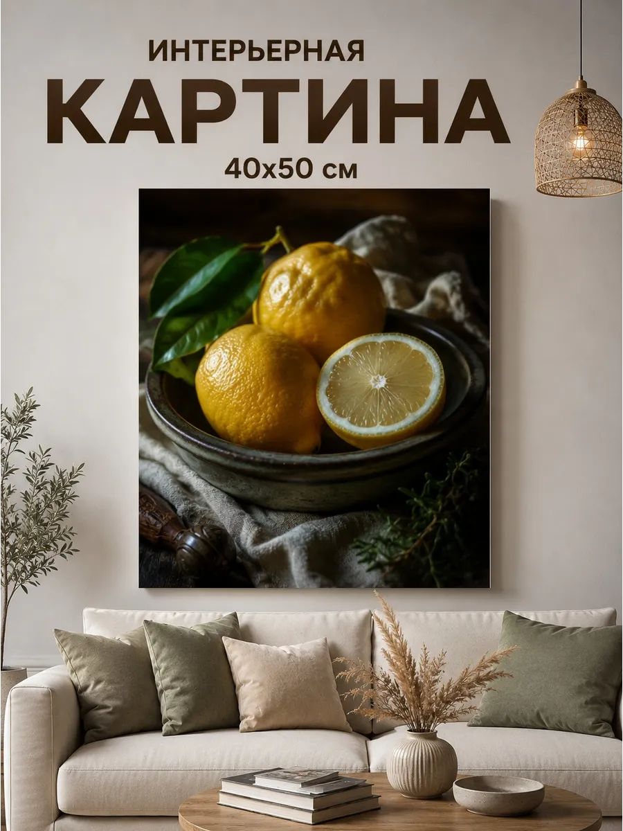 Картина на холсте 40x50 Натюрморт с лимоном
