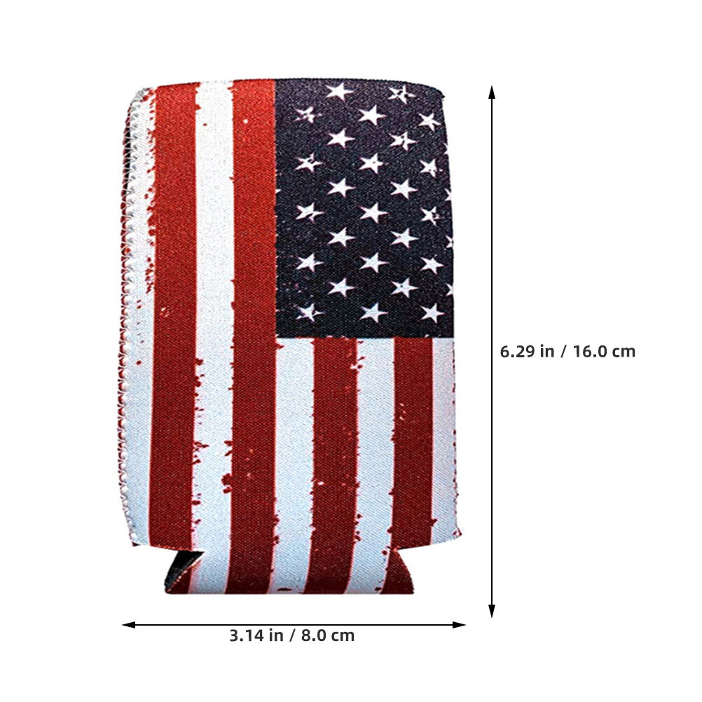 6 Штук Чехлы Для Бутылочек С Американским Флагом Patriotic Can Sleeves Подходит Для Праздников 12x10x8.5 См