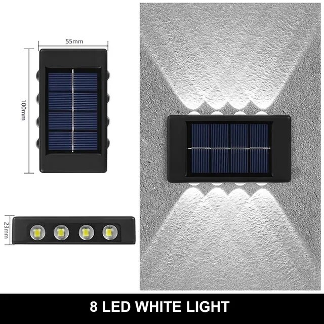 Солнечный настенный светильник 12 LED белого/теплого света 8 LED WHITE LIGHT