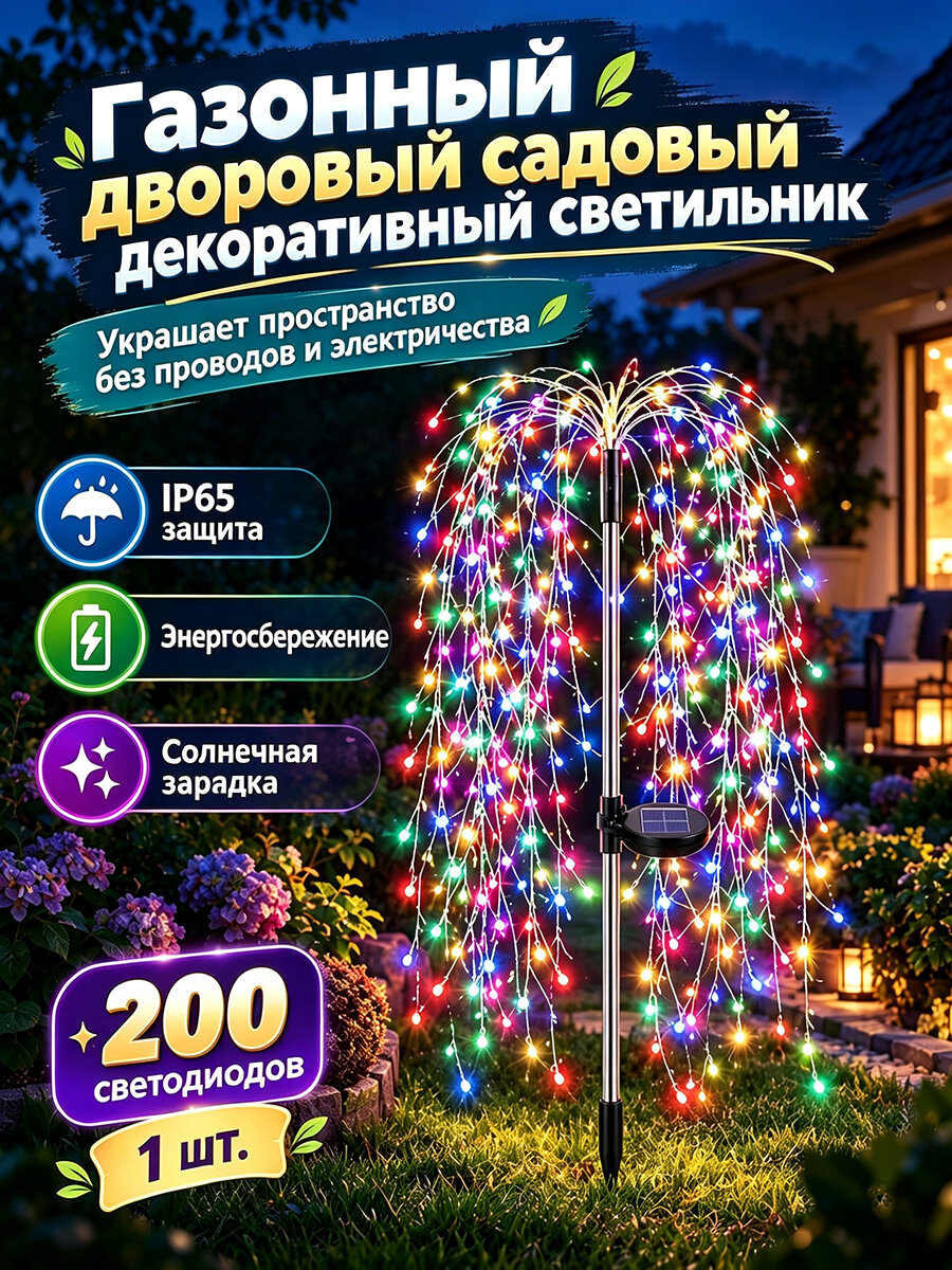 Каркасная светодиодная фигура Дерево 70 см из ASA пластика, разноцветная, для дачи и сада