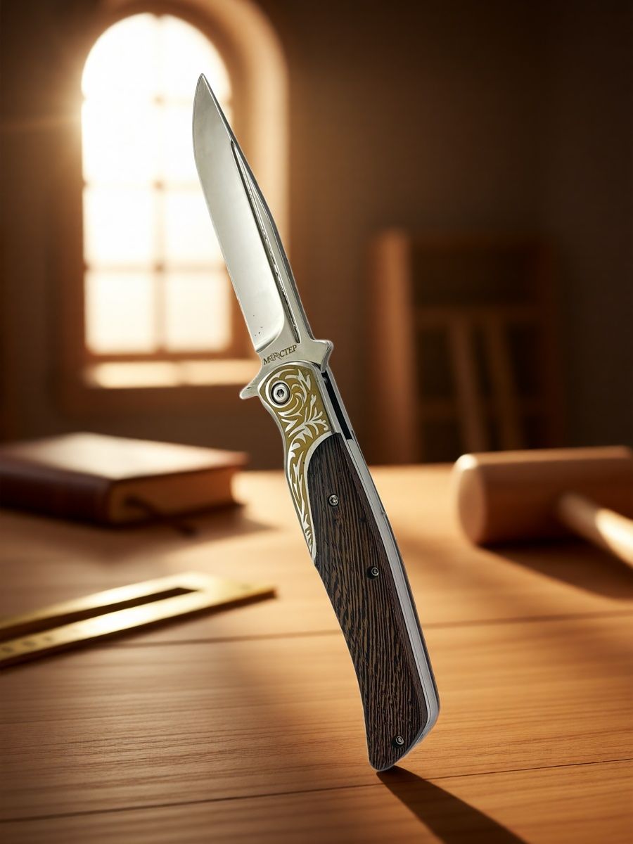 Складной туристический нож Pirat S167 "Мастер", чехол кордура, длина клинка 10.4 см.