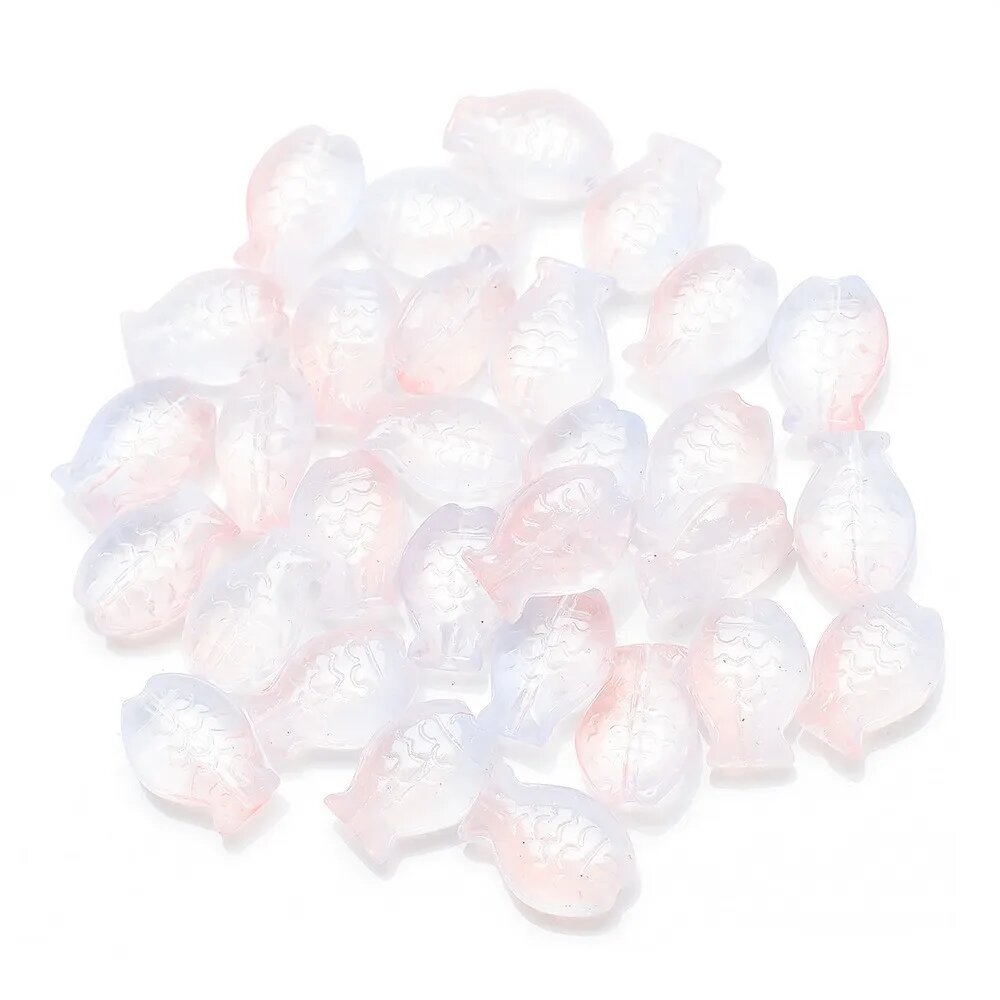 Стеклянные бусины QIMONTON в форме рыбок 10х14 мм 15pcs, XiaoYu 10 fen lan