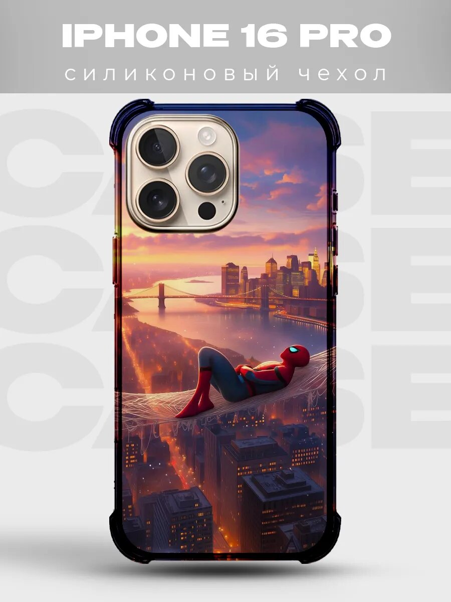 Чехол на iPhone 16 Pro Человек-паук spiderman комикс spider