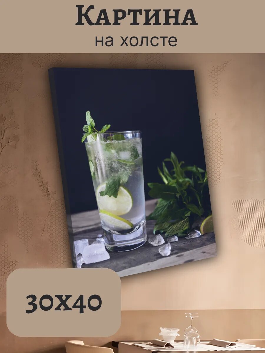 Картина Еда Food Кухня Эстетика 30x40 мохито лайм мята