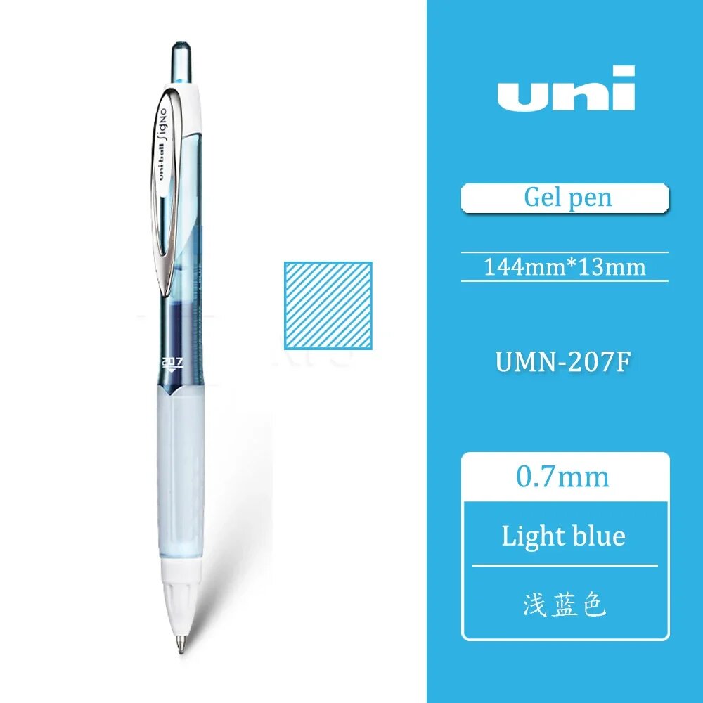 UNI Signo UMN-207F, гелевая ручка, 0.7mm, светло-голубой